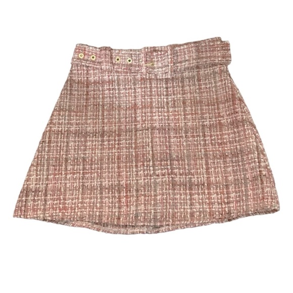 NWT Zara Tweed Belted Mini Skirt Pink Sz XS Office Siren Legally Blonde - Picture 2 of 8